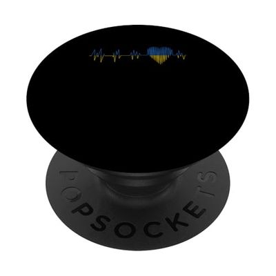 Bandera de Ucrania Heartbeat PopSockets PopGrip Adhesivo
