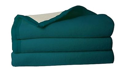 Toison d'Or Woolmark Volta wollen deken, 240 cm x 300 cm grootte, pauwblauw, King (U.K. standaard)
