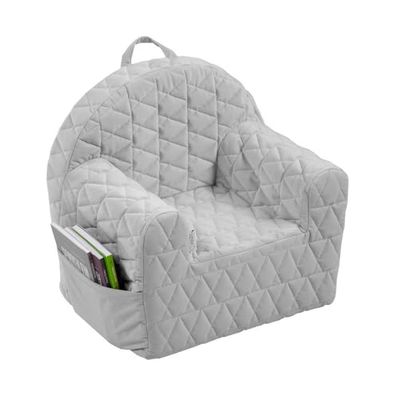 Albero Mio Kinderstoel, grijs voor jongens en meisjes, babymeubel, comfortabele kinderbank met wasbare overtrek en opbergvak voor speelgoed