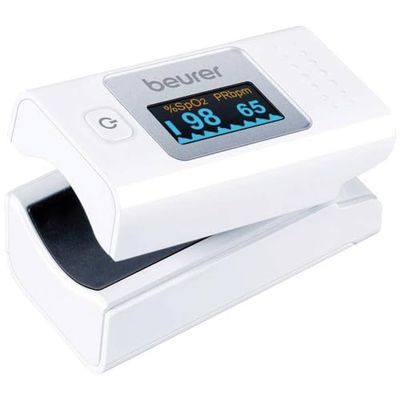 Beurer PO 35 Pulsioxímetro, medición de la saturación de oxígeno (SpO2) y de la frecuencia cardíaca (pulso), uso indoloro, pantalla a color de fácil lectura, visualización de la frecuencia cardíaca