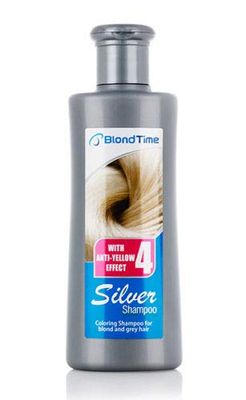 Shampooing anti-jaunissement Blond Time | Shampoing pour cheveux gris, blancs ou blond clair | Effet argenté | Shampooing bleu | 150ML
