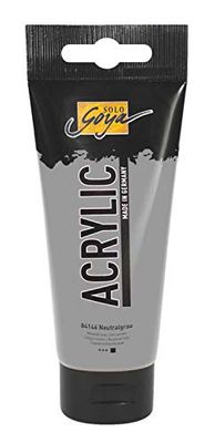 Kreul 84146 - Solo Goya Acrylic, tube de 100 ml en gris neutre, peinture acrylique crémeuse polyvalente de qualité étude, à base d'eau, séchage rapide et mat