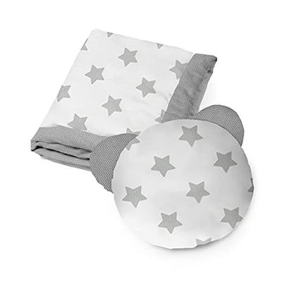 Kospu set di biancheria da letto e cuscino per neonati in cotone e velluto, imbottitura 100% poliestere, coperta per dormire 75 x 100 cm, cuscino per dormire orso æ40 cm