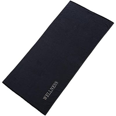 aqua-textil Wellness Serviette de Sauna 80 x 200 cm Uni Noir Coton Éponge Sauna Serviette de Plage