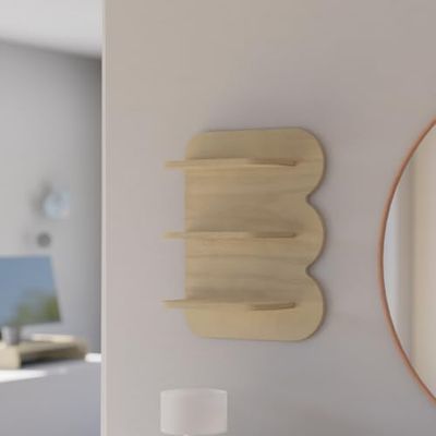 PLYKIT - Estanteria de pared infantil tres baldas Bandit, acabado natural