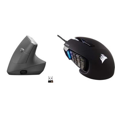 Logitech MX Vertical ergonomische & Corsair Scimitar ELITE RGB Optical MOBA/MMO