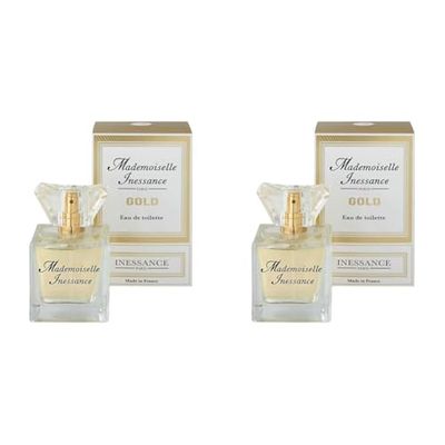 Inessance Paris - Eau de Toilette pour Femme Mademoiselle Inessance Gold - Parfum aux Notes Florales et Lumineuses - Flacon Chic et Moderne - Fabriqué et Conditionné en France - 50ml (Lot de 2)
