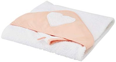 DOMIVA Coffret Sortie de Bain Brodée + Gant Cœur Pêche