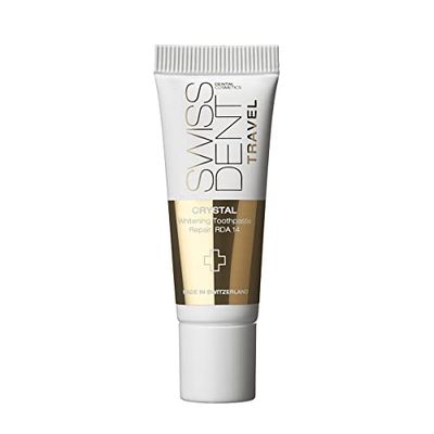 SWISSDENT Crystal Dentifrice blanchissant 10 ml Format voyage Pour reconstituer, reconstituer et réduire la sensibilité pour des dents blanches saines et radieuses