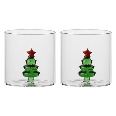 THUN - Lot de 2 verres avec arbre surprises de Noël