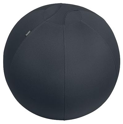 Leitz Ergo Actieve Zitbal met Veiligheidsfunctie, Ergonomisch Ontworpen Alternatief voor een Bureaustoel, Diameter van 65 cm, Inclusief Stoffen Hoes, Handpomp en 2 Plugs, Fluweelgrijs, 65420089