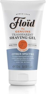 Floid Citrus Spectre Gel afeitar transparente (150 ml), crema afeitar con glicerina para proteger e hidratar la piel, jabón afeitar suave de aroma relajante