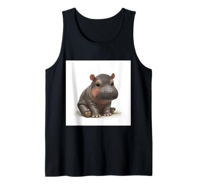 Lindo hipopótamo de Dibujos Animados hipopótamo Chibi Lindo Camiseta sin Mangas