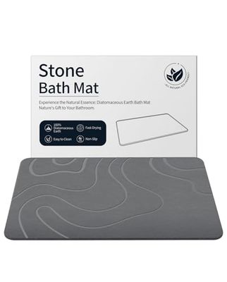 ZIKIBL Tapis de Bain en Pierre de diatomée antidérapant Super Absorbant pour Sol de Salle de Bain, séchage Rapide, Facile à Nettoyer (60 x 40 cm, Gris)