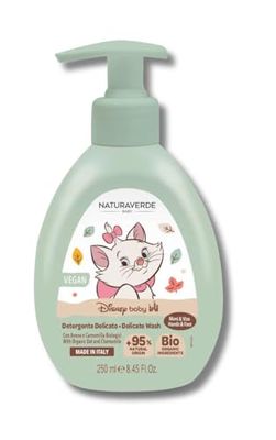 NATURAVERDE - Disney Baby Aristocats, Delikat Ansikts- och kroppsrengöring 250 ml, med havre- och kamomillextrakt, mild formel för spädbarn