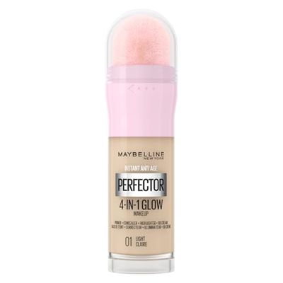 Maybelline New York Instant Anti Age Rewind Perfector, 4-In-1 Glow Primer, Concealer, Highlighter, Self-Adjusting Shades, Evens Skin Tone with a Glow Finish, Shade:01 Light