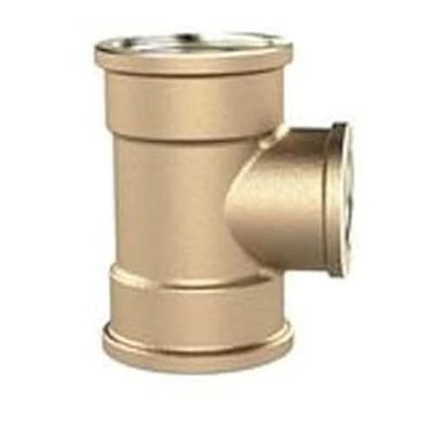 RIEGLER TRED341234MSIG messing blank T-verloopstuk, 3 x binnendraad, 2 x G 3/4 inch binnendraad, G 1/2 inch schroefdraad afvoer, 16 bar werkdruk