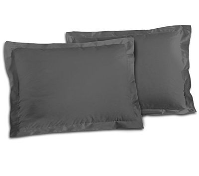 Home Linge Passion Conjunto de 2 fronhas de almofada, algodão, cinzento escuro, individual, 50 x 70 cm, 2