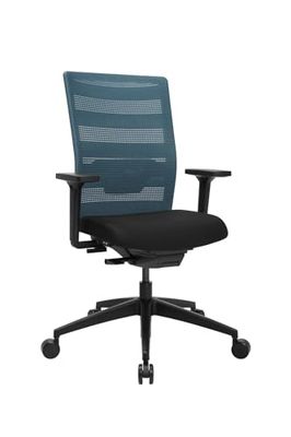 TOPSTAR AirWork Chaise de Bureau pivotante avec accoudoirs Mécanisme synchrone Noir Bleu pétrole