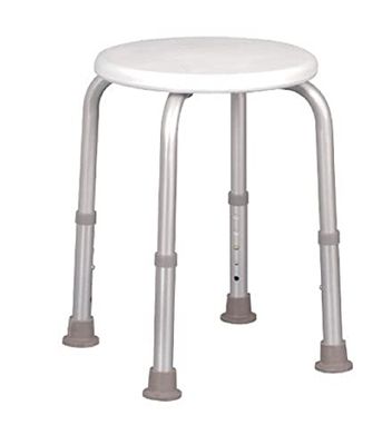 Homecraft Aluminium Shower Stools with Circular Seat, 408-508 mm Pre-Assembled (Eligible for VAT Relief in the UK) Height Adjustable Sturdy Bathroom Seat for Elderly & Disabled, Reduce Slips & Falls