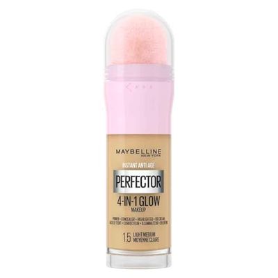 Maybelline New York Instant Anti Age Rewind Perfector, 4-In-1 Glow Primer, Concealer, Highlighter, Self-Adjusting Shades, Evens Skin Tone with a Glow Finish, Shade: 1.5 Light Medium, 20.0 milliliters