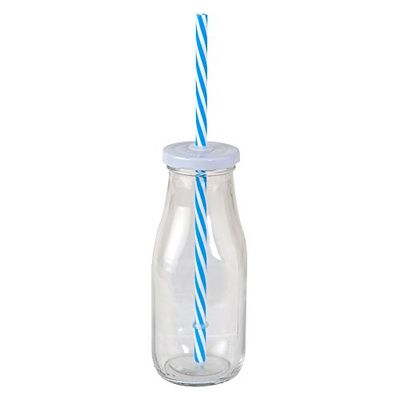 mopec Flessen met deksel, glas, blauw, 6 x 6 x 15 cm, 8 stuks