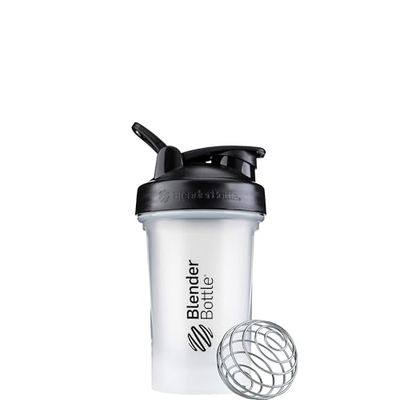 BlenderBottle Classic V2 Shaker Bottle with Stainless Steel Ball, For Protein Shakes, Dishwasher Safe, 590ml, Black/Clear