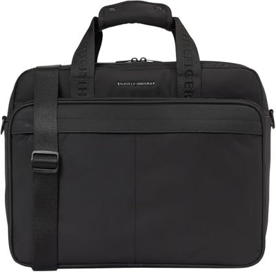 Tommy Hilfiger Maletín para portátil Hombre Repreve con correa para el hombro, Negro (Black), Talla Única