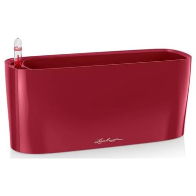 Lechuza – Pot de Fleurs d'Interieur – Delta 20 – Réserve d'Eau Intégrée – Coloris Rouge Scarlet – 30 x 11 x 13 cm
