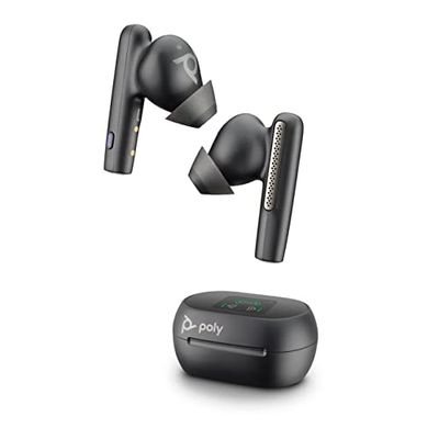 Poly Voyager Free 60+ auricolari true wireless - Cancellazione del rumore per chiamate chiare - Cancellazione attiva del rumore - Custodia per ricarica intelligente con controlli touch
