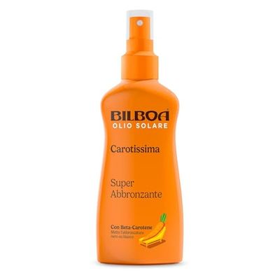 Bilboa Carotissima, Olio Solare Spray Super Abbronzante con Betacarotene, Mette l'Abbronzatura Nero su Bianco, Resistente all'Acqua, Dermatologicamente Testato, 200 ml