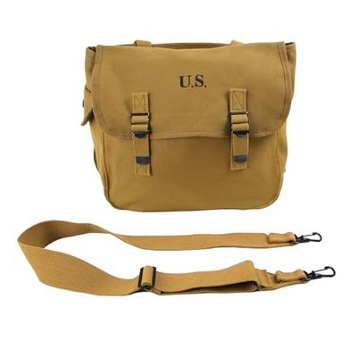 ANQIAO WWII WW2 US M36 Haversack Musette Field Bag - Mochila militar de lona, color caqui, canela, L