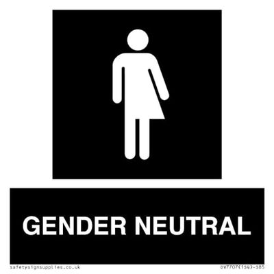 Non-gender specific in black panel Sign - 85x85mm - S85