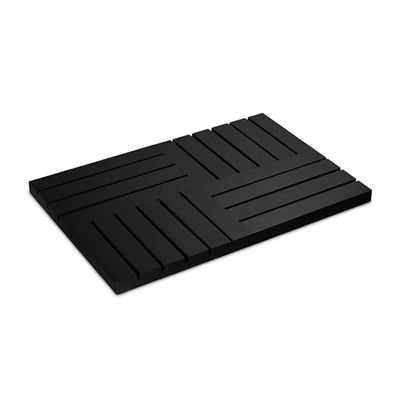 Relaxdays Bamboo Bathmat, 61 x 40 cm, Non-Slip Rug for Bath, Shower, Sauna, Indoor & Outdoor, Black, 3.5 x 61 x 40 cm
