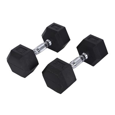 Endless Pair of 15 Kg (2 * 33 LB) Hexagon Rubber Coated Dumbbell | Black | Material: Iron and Rubber | Perfect for Bodybuilding, Fitness, Weight Lifting and Training at Home or Gym
