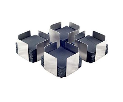 HostelNovo - Porte-serviettes idéal pour les serviettes de cocktail - Porte-serviettes en acier inoxydable - 11 x 11 x 7 cm - Lot de 4 porte-serviettes - Comprend 200 serviettes noires en micro-point.