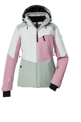 Killtec Giacca da sci da donna, con cappuccio rimovibile, paraneve e ventilazione avambraccio, KSW 39 WMN SKI JCKT, colore salvia chiaro, 40, 43420-000