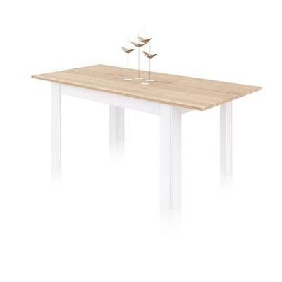 duehome | Mesa de Comedor Extensible, Mesa Rectangular, Modelo Danna, Acabado en Blanco Artik y Roble Canadian, Medidas: 140-190 cm (Largo) x 90 cm (Ancho) x 78 cm (Alto)