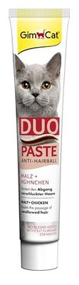 GimCat Duo Pâte Anti-Hairball Malt et Poulet - Snack pour chats qui favorise l’expulsion des poils ingérés - 1 tube (1 à 50 g)