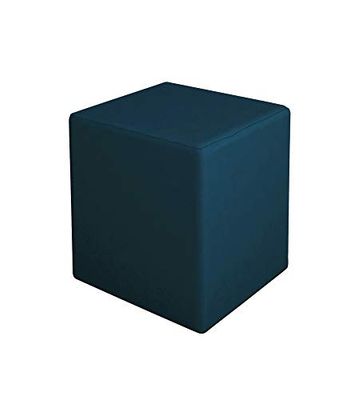 Homemania Pouf en Bois et Velours Indigo 34 x 34 x 37 cm