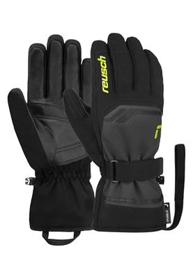 Reusch Primus R-tex Xt - Guanti da sci impermeabili, comodi e caldi, in softshell, guanti da neve, guanti invernali, colore: grigio/giallo, 9