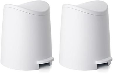 TATAY Standard Bathroom Pedal Bin, 3L, Polypropylene, White (Pack of 2)