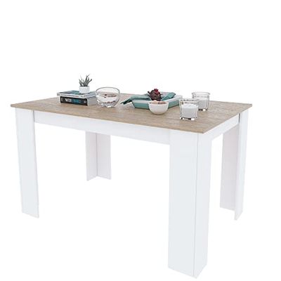 Arreditaly Table de Salle à Manger Extensible, chêne Canadien et Blanc artik, Dimensions 140 x 78 x 90 cm