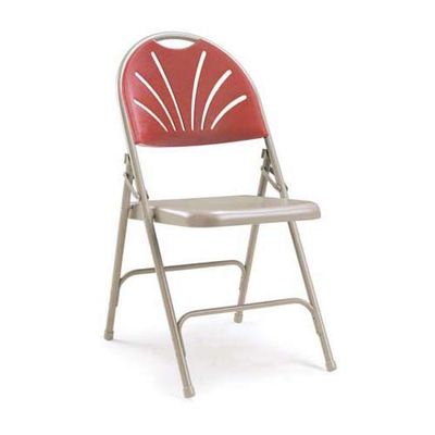 Principal Series 2600 Comfort Back Steel Folding Chair, Burgundy, Pack of 4