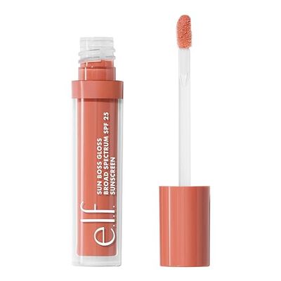 e.l.f. Sun Boss Gloss SPF 25, Pigmented Lip Gloss For A High-Shine Finish, Moisturising and Conditioning Formula, Vegan and Cruelty-Free, Peachy Kween