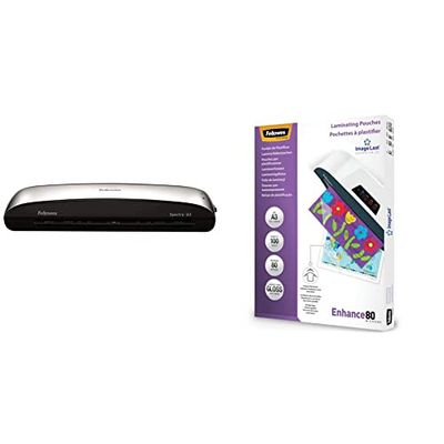 Fellowes Plastificatrice Spectra A3, 80-125 Micron + Pouches Lucide Enhance80, Formato A3, 100 pezzi