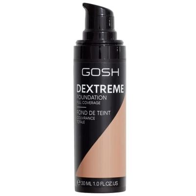 GOSH Dextreme Full Coverage Foundation 30ml I liquid, moisturising make-up for a flawless complexion I vegan face make-up with high coverage I cover pimples and dark circles I 004 Natural