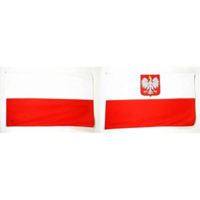 AZ FLAG - Drapeau Pologne - 150x90 cm - Drapeau Polonais 100% Polyester Avec Oeillets Métalliques Intégrés - Pavillon 110 g & Drapeau Pologne avec Aigle 150x90cm - Drapeau polonais 90 x 150