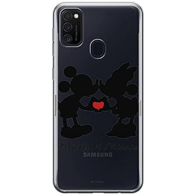 ERT GROUP mobiltelefonfodral för Samsung M21 originalt och officiellt licensierat Disney mönster Mickey & Minnie 003 optimalt anpassad till formen på mobiltelefonen, gedeeltelijk transparant