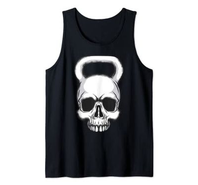 Kettlebell Skull Canotta Nero S Tema Teschio Pesi Sollevamento Pesi Attrezzature Bodybuilding Art Tank Top Uomo Adulto Unisex Senza Maniche